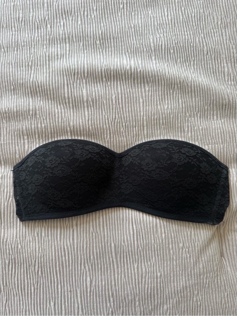 PINK Victoria's Secret Black Lace Strapless Bandeau